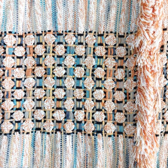 Chico’s Cotton Textured Fringe Open Front Cardigan Boho Size M - Picture 4 of 9